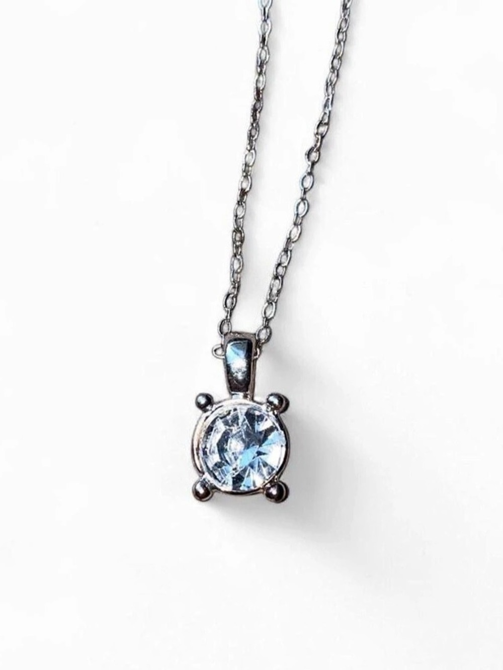 Silver Crystal Pendant Necklace
